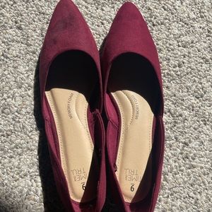 Red velvet womens flats